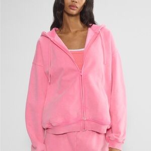 Aritzia Bright Pink Women's Zip-Up Hoodie